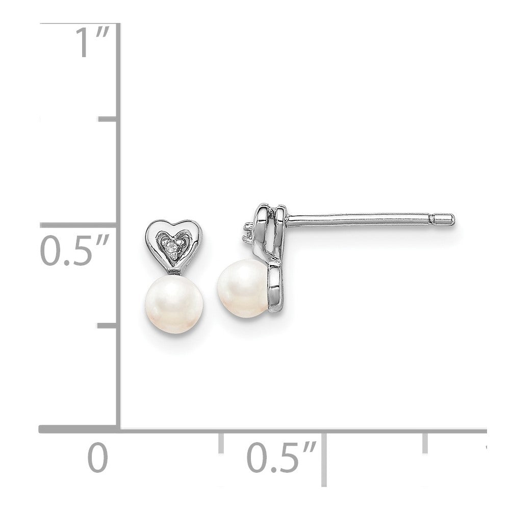 Rhodium-plated Sterling Silver FWC Pearl & Diamond Earrings