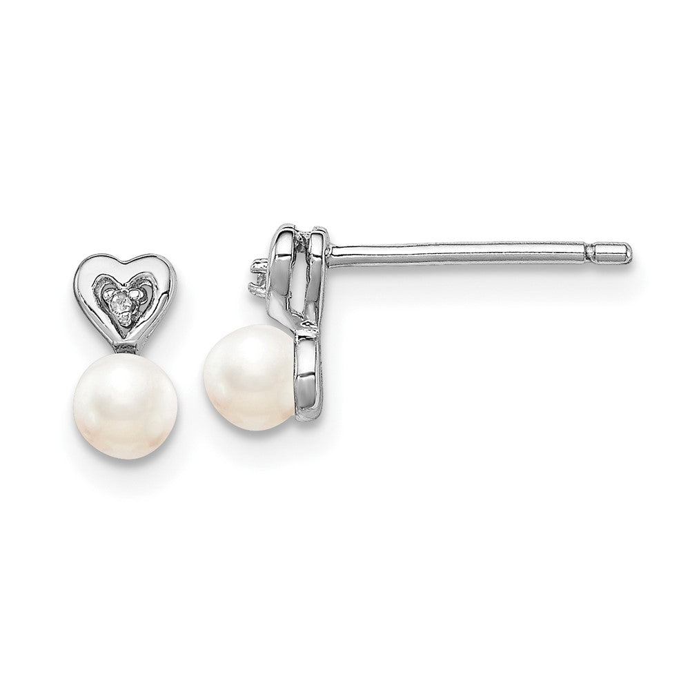 Rhodium-plated Sterling Silver FWC Pearl & Diamond Earrings