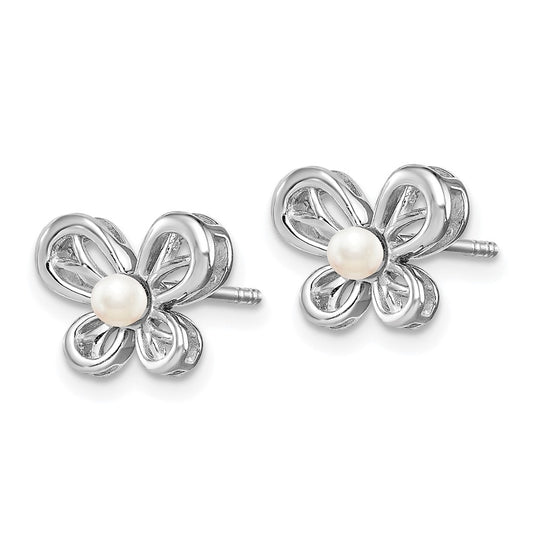 Rhodium-plated Sterling Silver FWC Pearl Earrings