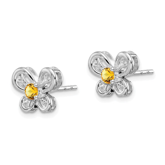 Rhodium-plated Sterling Silver Citrine Earrings