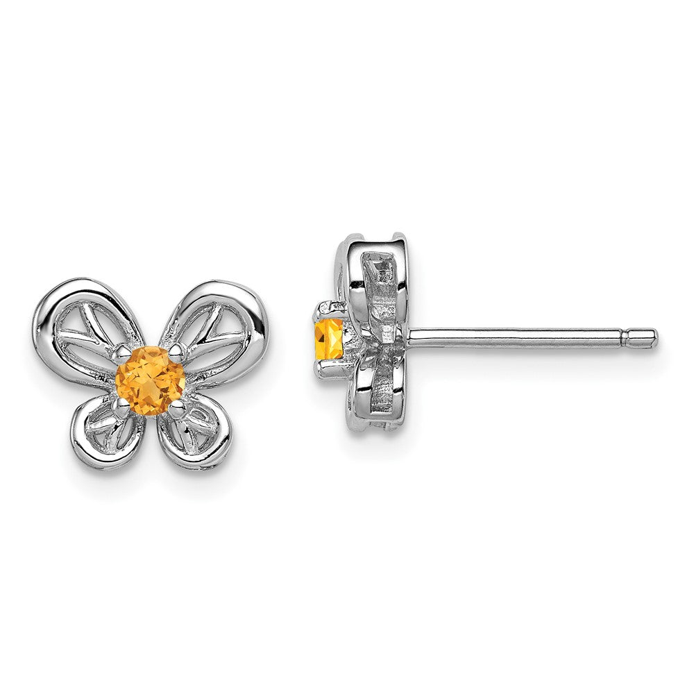 Rhodium-plated Sterling Silver Citrine Earrings