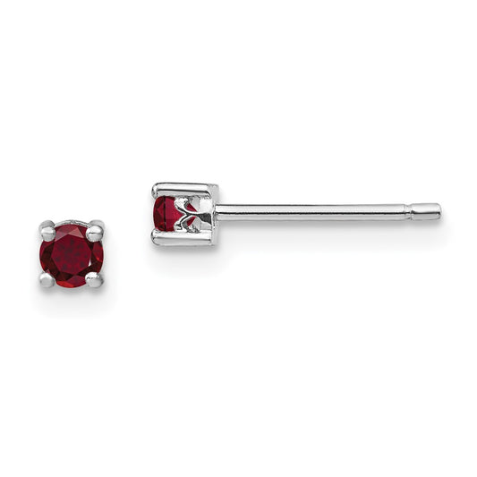 Sterling Silver 3mm Round Created Ruby Post Earrings