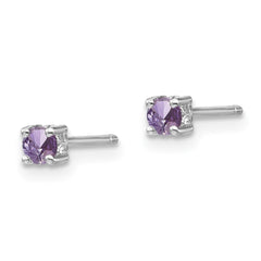 Sterling Silver 3mm Round Rhodolite Garnet Post Earrings