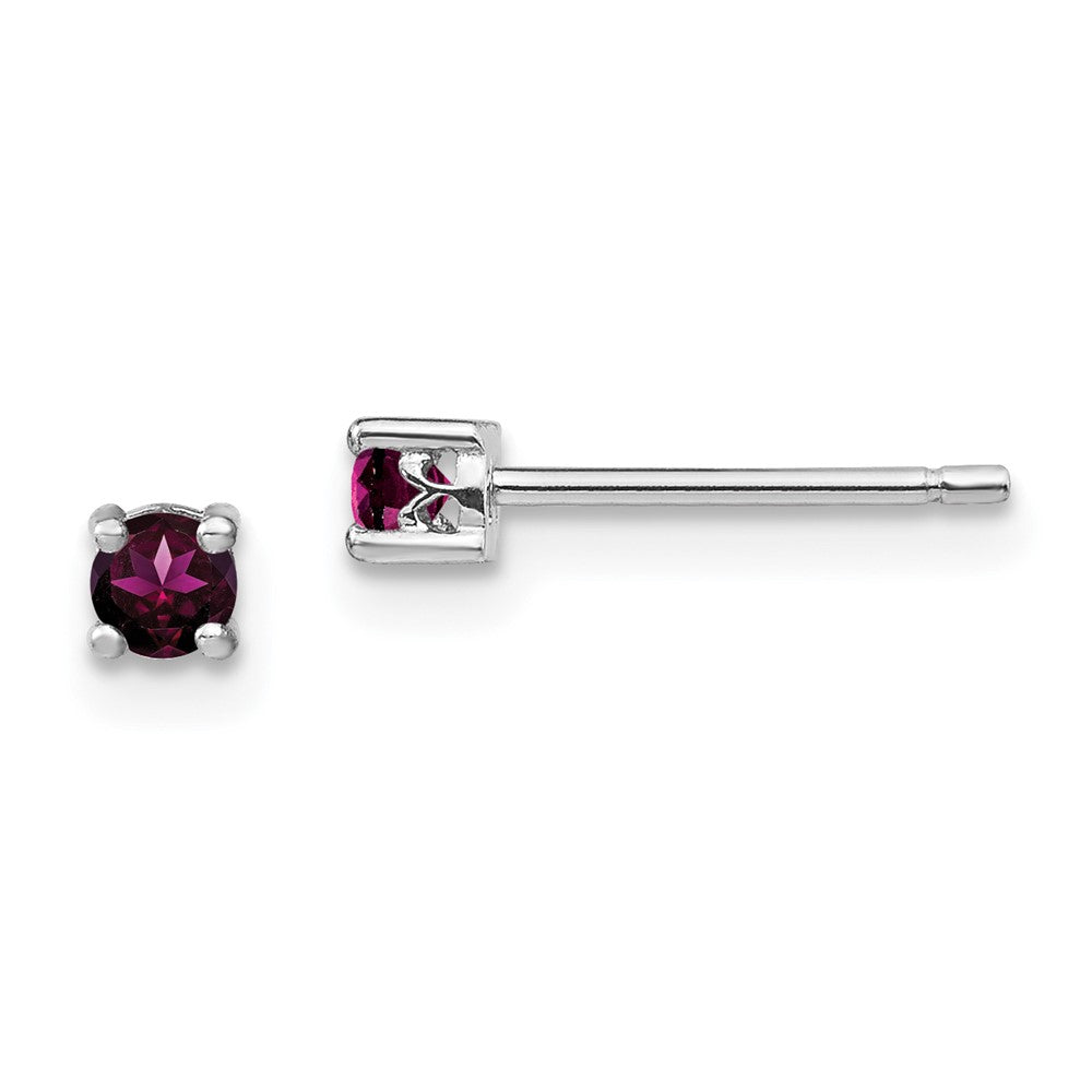 Sterling Silver 3mm Round Rhodolite Garnet Post Earrings