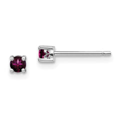 Sterling Silver 3mm Round Rhodolite Garnet Post Earrings