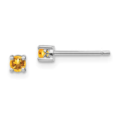 Sterling Silver 3mm Round Citrine Post Earrings