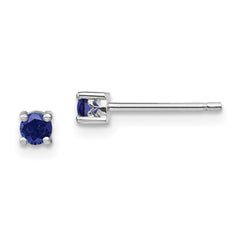 Sterling Silver 3mm Round Created Sapphire Post Earrings