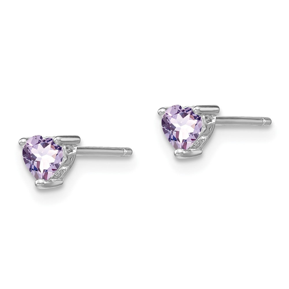 Sterling Silver 4mm Heart Rhodolite Garnet Post Earrings