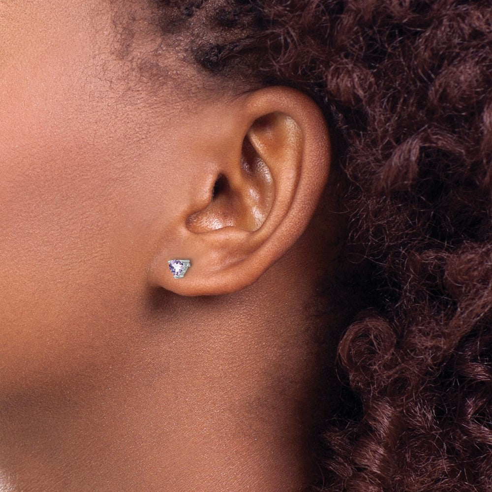 Sterling Silver 4mm Heart Rhodolite Garnet Post Earrings