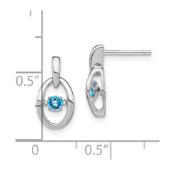 Rhodium-plated Sterling Silver Blue Topaz Birthstone Vibrant Earrings