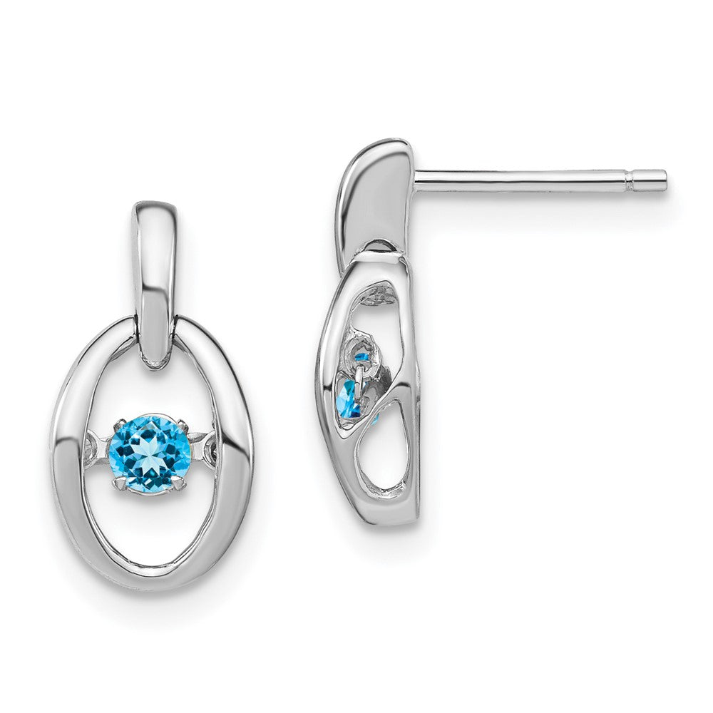 Rhodium-plated Sterling Silver Blue Topaz Birthstone Vibrant Earrings