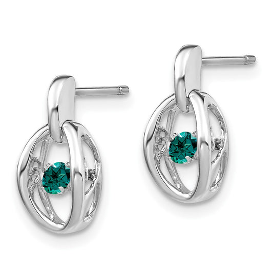 Rhodium-plated Sterling Silver Created Alexandrite Birthstone Vibrant Earrings