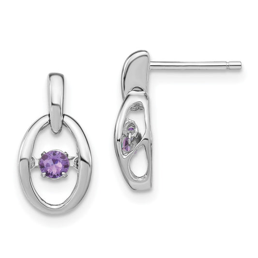 Rhodium-plated Sterling Silver Created Alexandrite Birthstone Vibrant Earrings