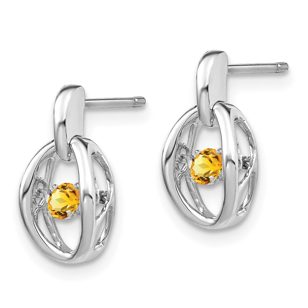 Rhodium-plated Sterling Silver Citrine Birthstone Vibrant Earrings