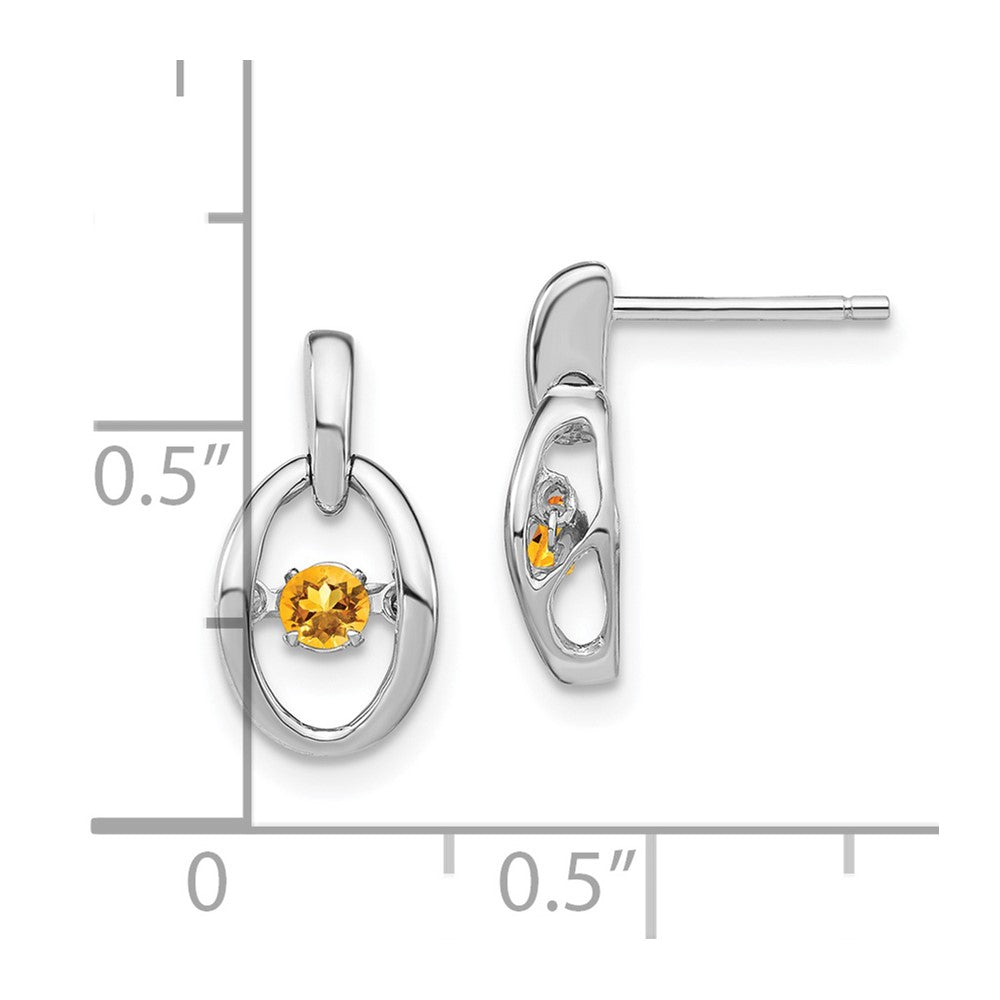 Rhodium-plated Sterling Silver Citrine Birthstone Vibrant Earrings