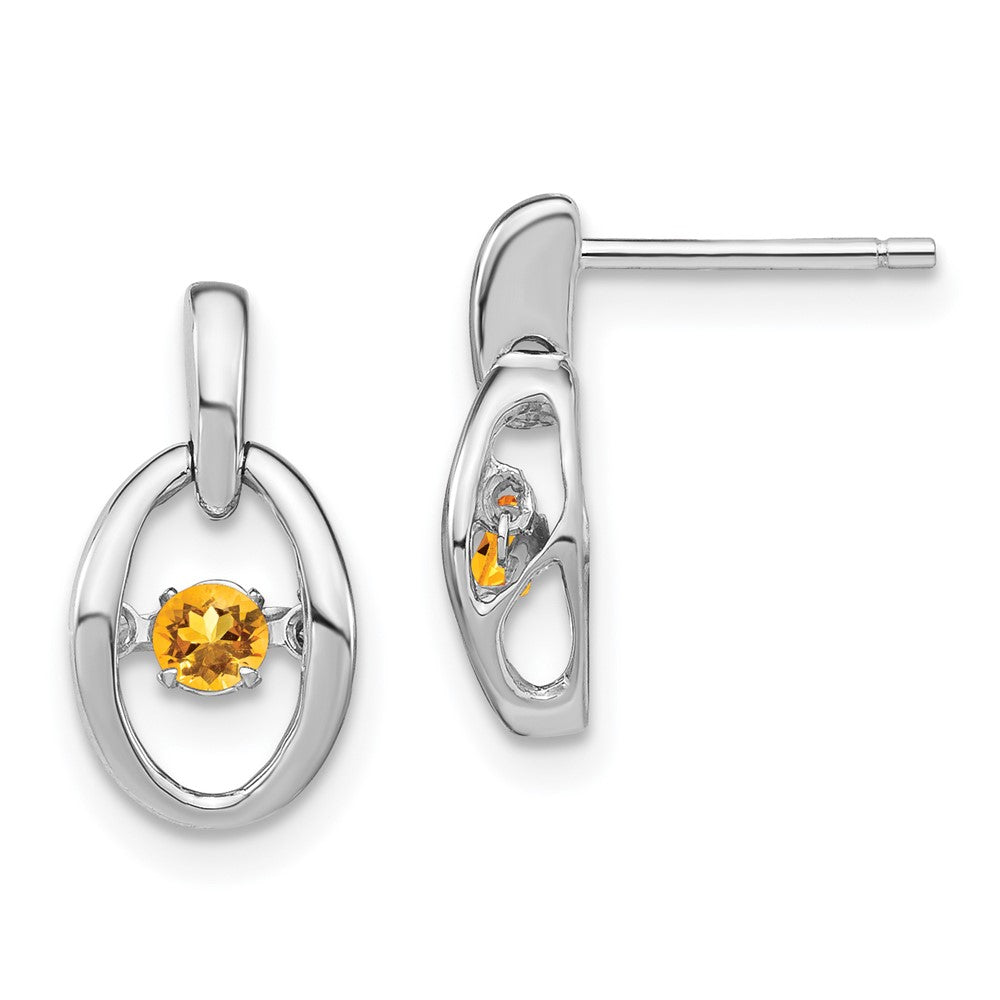 Rhodium-plated Sterling Silver Citrine Birthstone Vibrant Earrings