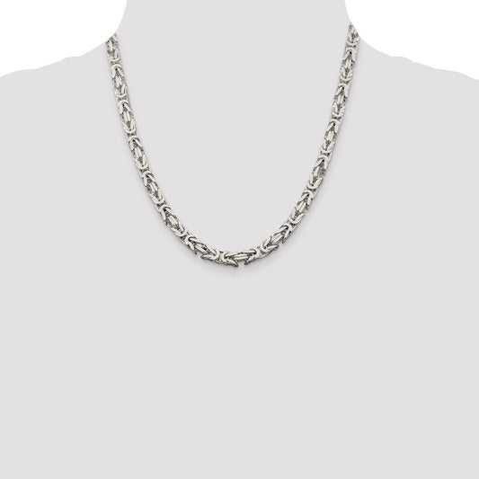 Sterling Silver 6mm Square Byzantine Chain