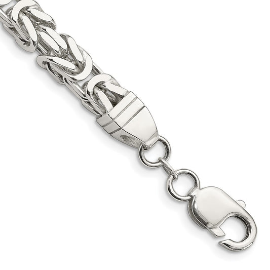 Sterling Silver 7.5mm Square Byzantine Chain