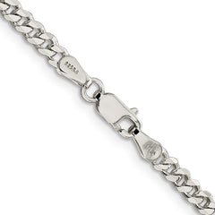 Rhodium-plated Silver 3.5mm Curb Chain