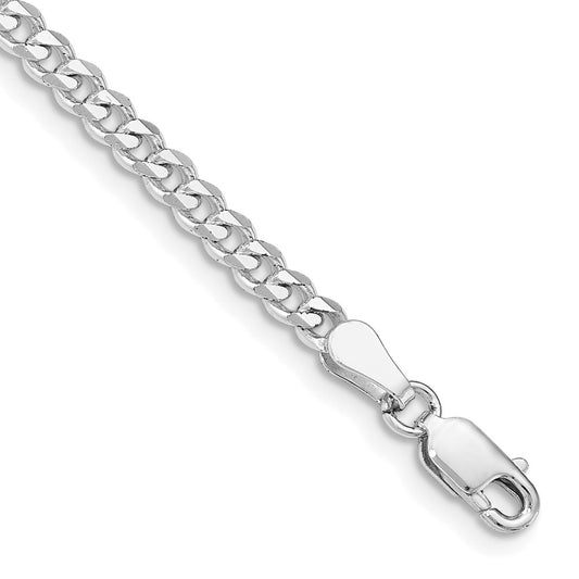 Rhodium-plated Silver 3.5mm Curb Chain