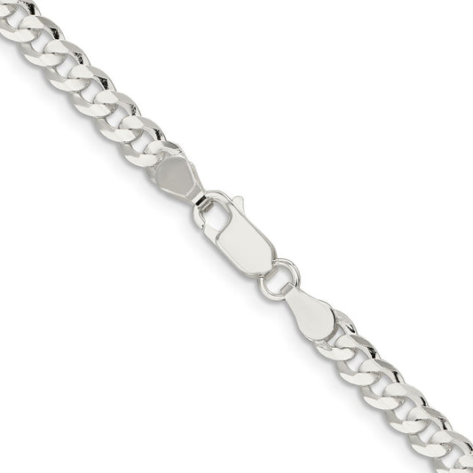 Sterling Silver 4.5mm Concave Beveled Curb Chain