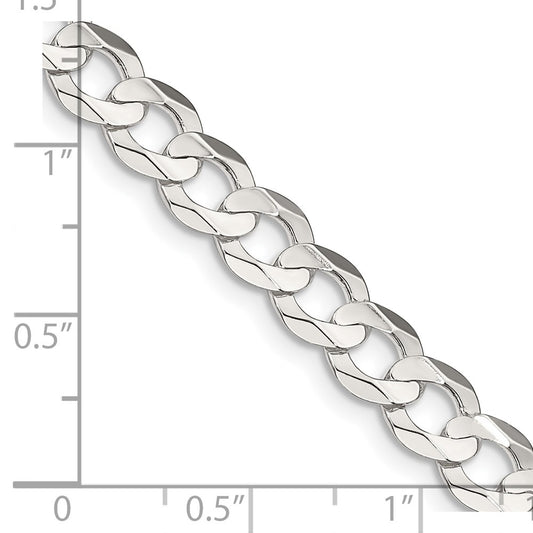 Sterling Silver 6.75mm Concave Beveled Curb Chain