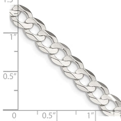 Cadena barbada biselada cóncava de 6,75 mm de plata de ley