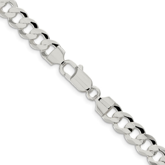 Sterling Silver 8.0mm Concave Beveled Curb Chain