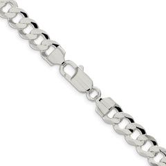 Sterling Silver 8.0mm Concave Beveled Curb Chain