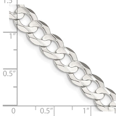 Cadena barbada cóncava biselada de 8,0 mm de plata de ley