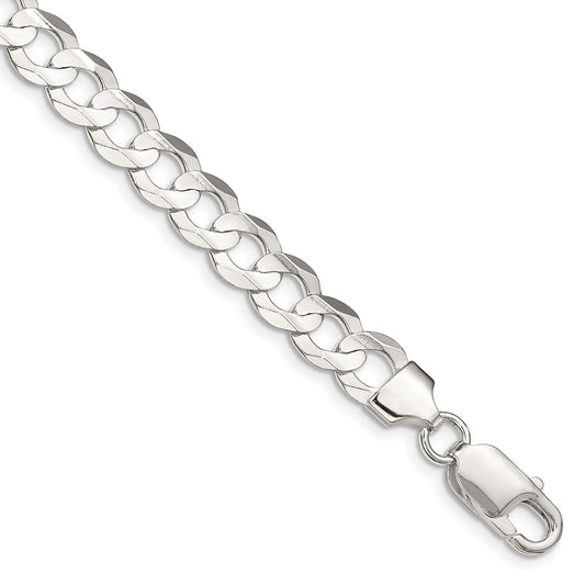 Sterling Silver 8.0mm Concave Beveled Curb Chain