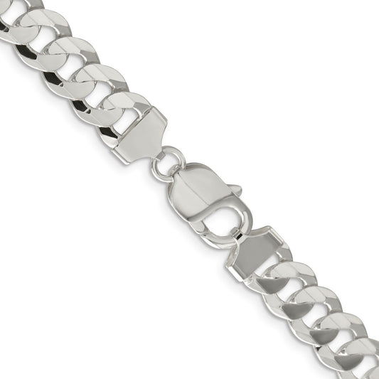 Sterling Silver 9.75mm Concave Beveled Curb Chain