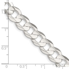 Sterling Silver 9.75mm Concave Beveled Curb Chain