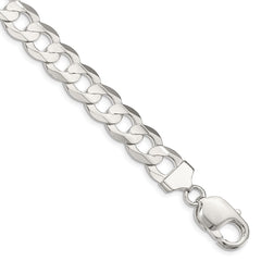 Sterling Silver 9.75mm Concave Beveled Curb Chain