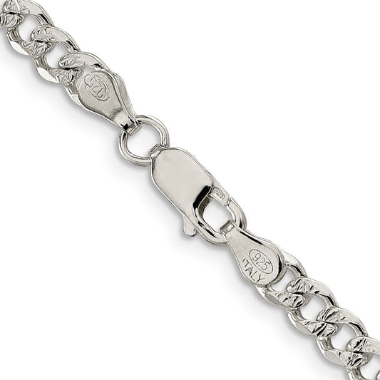 Sterling Silver 4.5mm Pave Curb Chain