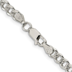 Sterling Silver 4.5mm Pave Curb Chain