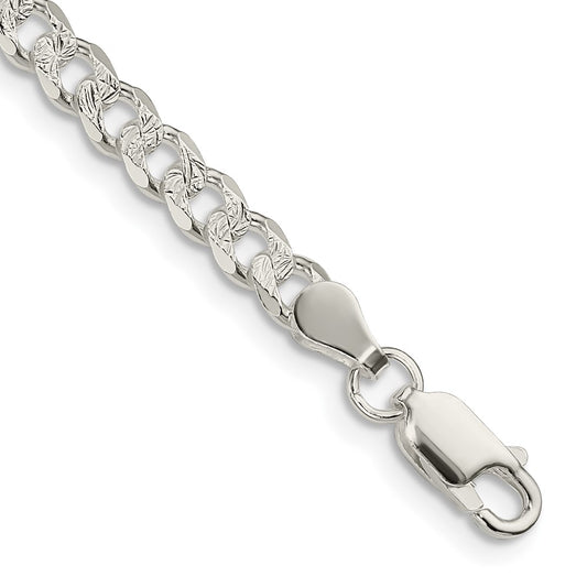 Sterling Silver 4.5mm Pave Curb Chain