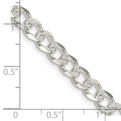 Sterling Silver 5.5mm Pave Curb Chain