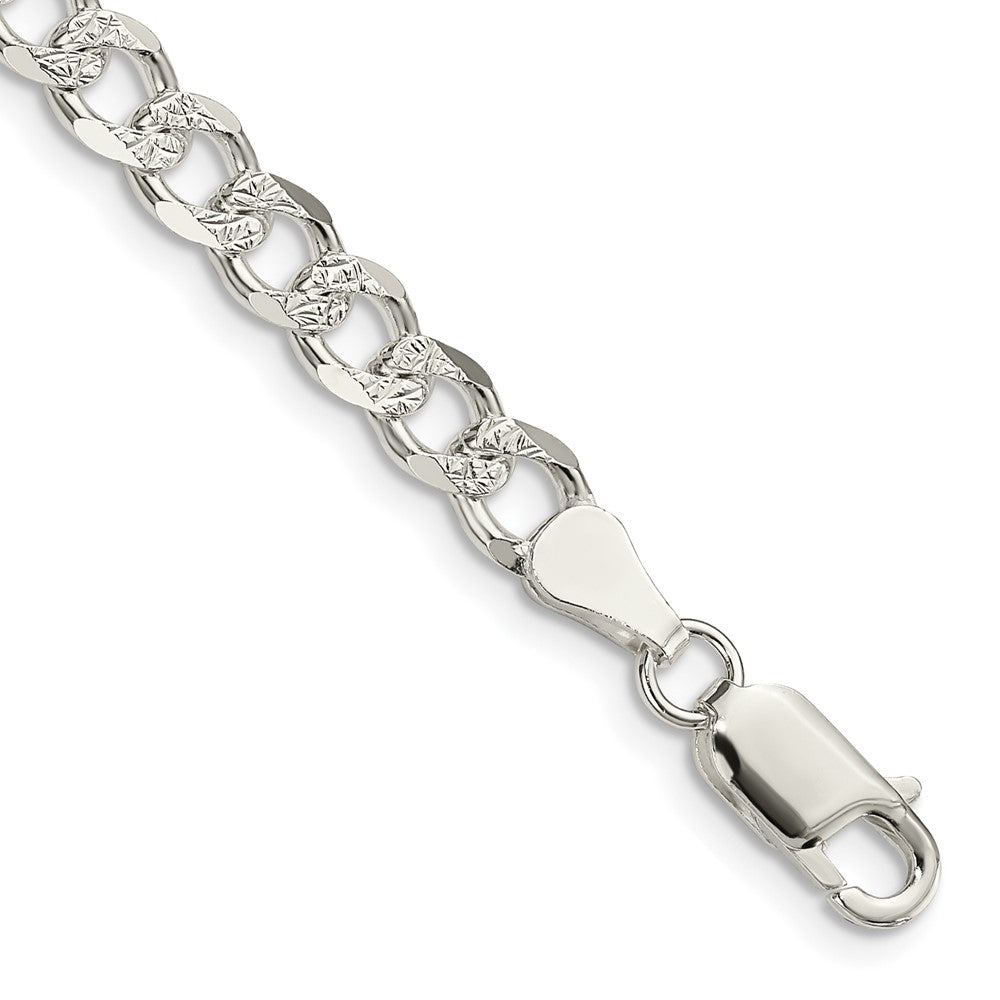 Sterling Silver 5.5mm Pave Curb Chain