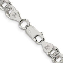 Sterling Silver 7mm Pave Curb Chain