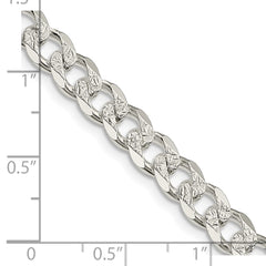 Sterling Silver 7mm Pave Curb Chain