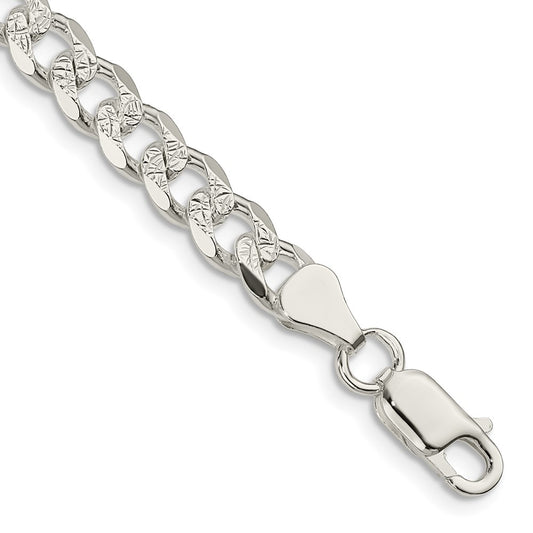 Sterling Silver 7mm Pave Curb Chain