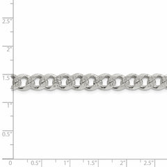 Sterling Silver 7.5mm Pave Curb Chain