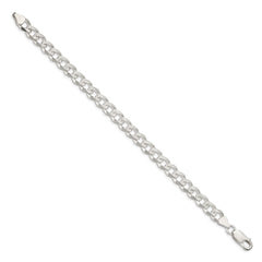 Sterling Silver 7.5mm Pave Curb Chain