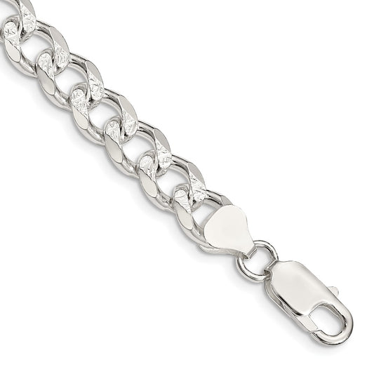 Sterling Silver 8mm Pave Curb Chain