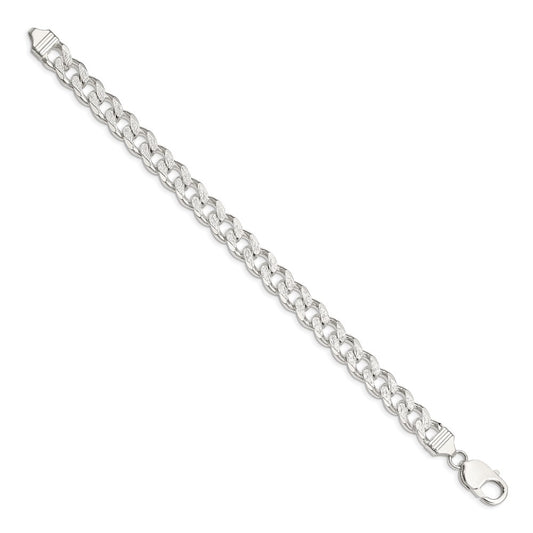 Sterling Silver 9.15mm Pave Curb Chain