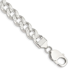 Sterling Silver 9.15mm Pave Curb Chain