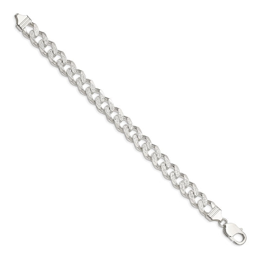 Sterling Silver 10.5mm Pave Curb Chain