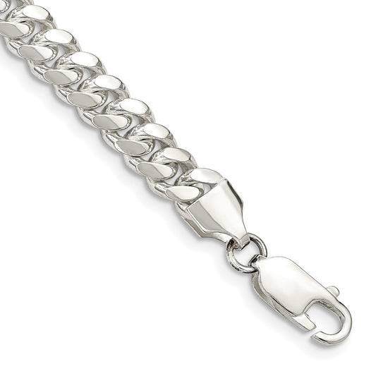 Sterling Silver 6.4mm Polished Domed Curb Chain