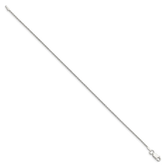 Cadena de cuerda con corte de diamante de 1,1 mm de plata de ley